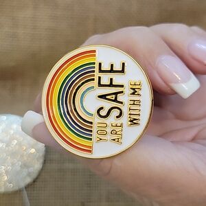 LGBTQ TRANS RIGHTS YOU ARE SAFE WITH ME RAINBOW PIN